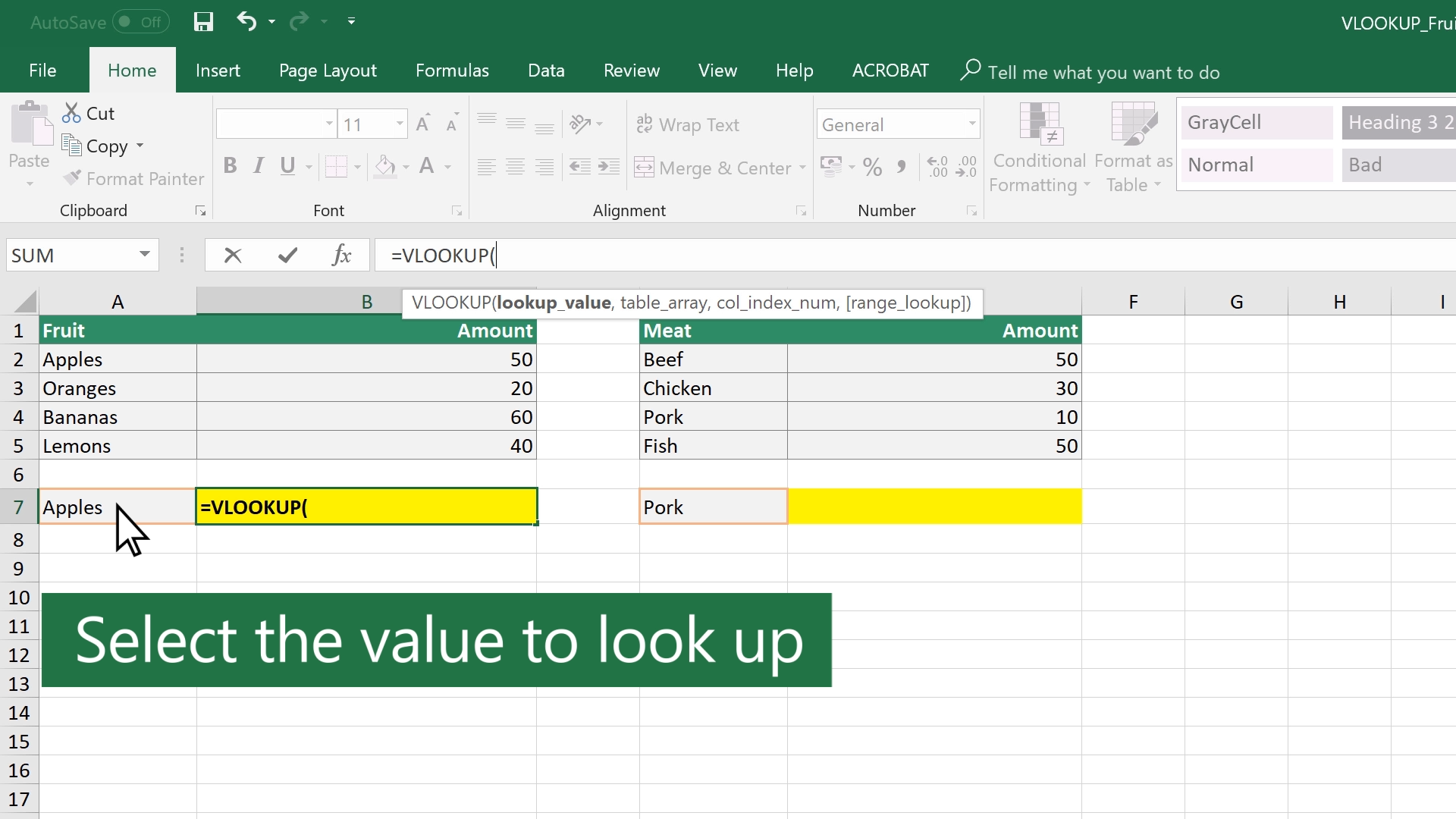 how to use vlookup in excel 2019